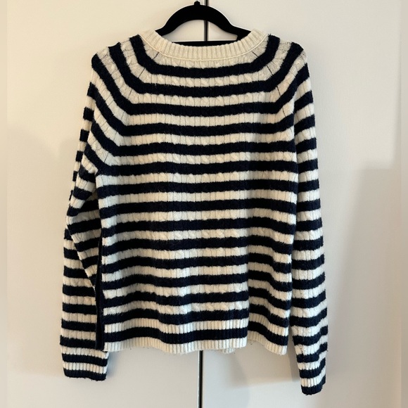 J.Crew Navy and White Striped Cableknit Sweater - Picture 4 of 6